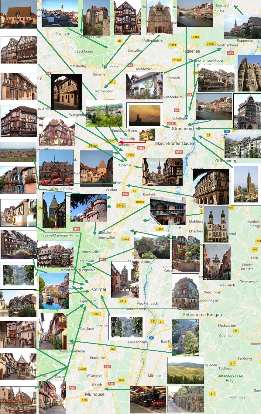 Carte touristique d'Alsace